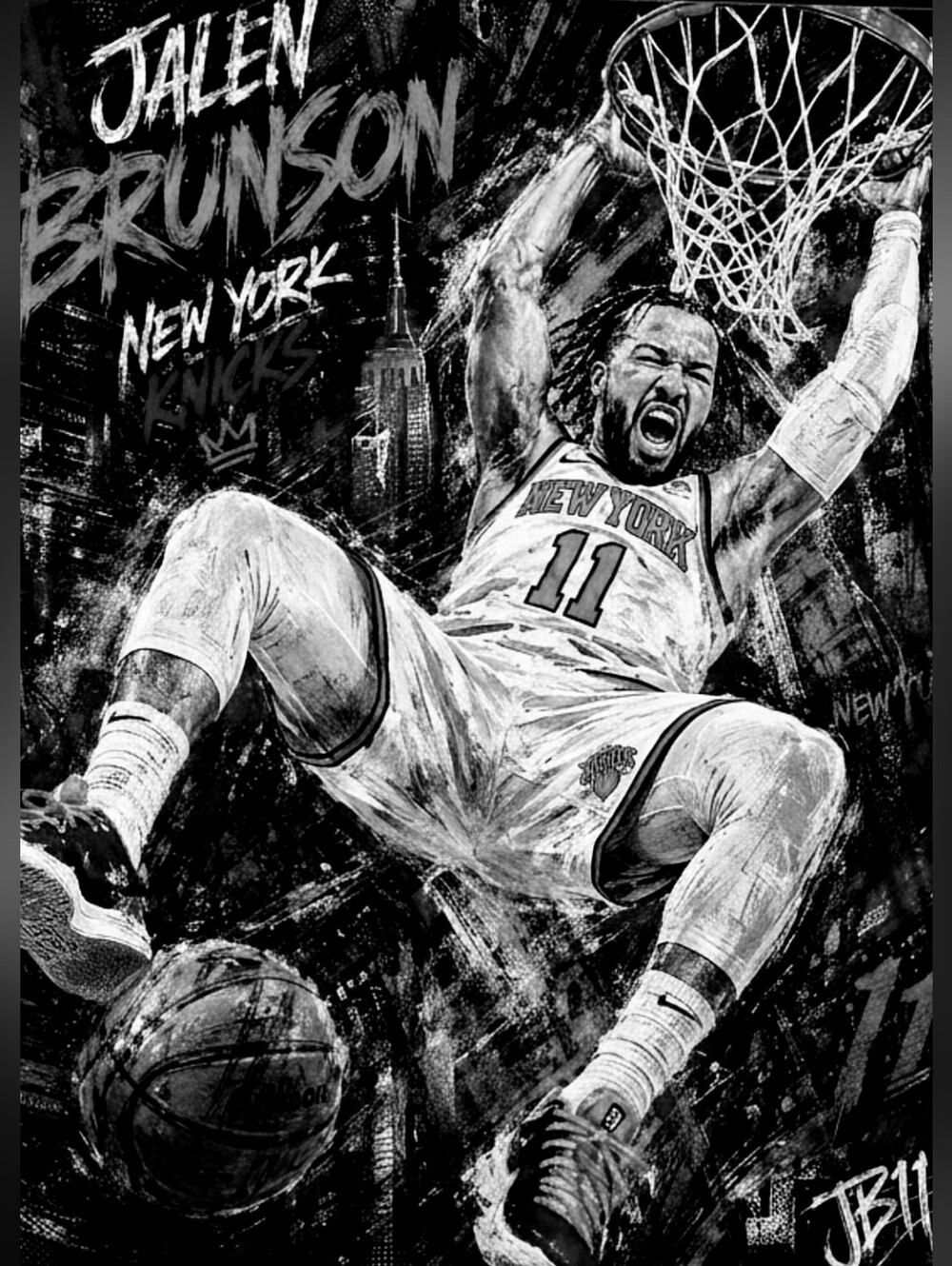 JALEN BRUNSON KNICKS 8.5x11 ULTRA GLOSSY FULL PAGE NO BORDERS CREATED ART POSTER